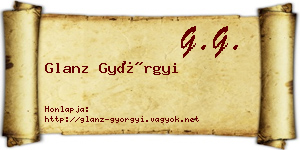 Glanz Györgyi névjegykártya
